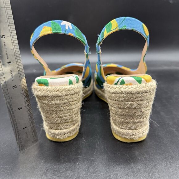 Cole Haan Womens Size 7B Lemon Printed Slingback Espadrille Heels Shoes W27457 - Picture 4 of 7